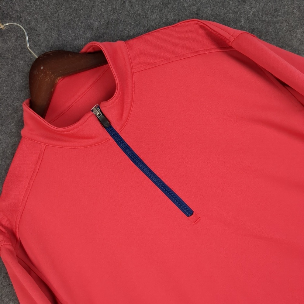 PGA Tour Mens Large‎ Red 1/4 Zip Pullover Golf Performance Mock Neck Long Sleeve